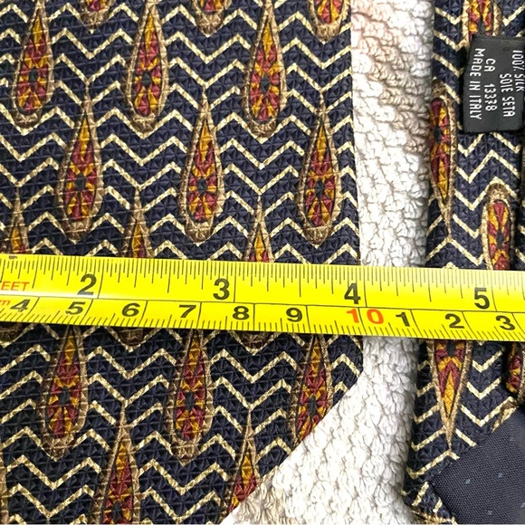 MICHELE SARTORI Silk tie Made in Italy Earth Tone Abstract Feather Pattern - Picture 4 of 5